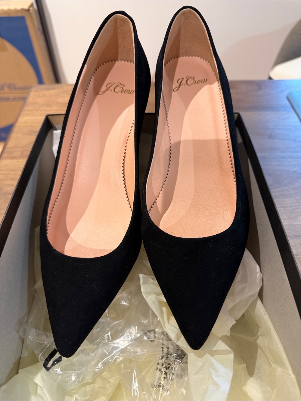 J. Crew Black Pointed-Toe Suede Pumps size 6